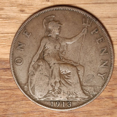 Marea Britanie - moneda de colectie - 1 penny 1913 - George V - bronz superba !
