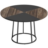 HOMCOM Masă de Dining Rotundă pentru 4-6 Persoane, Blat Bicolor MDF și Metal, 120x120x75 cm, Maro Rustic și Negru | Aosom Romania