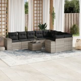 vidaXL Set canapele de grădină cu perne 10 piese gri deschis poliratan 3255389