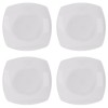Set farfurii 4 piese, Servit Fructe Patrate, Albe, Portelan, diametru 18x18 cm