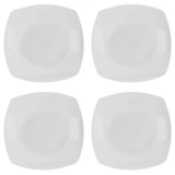 Set farfurii 4 piese, Servit Fructe Patrate, Albe, Portelan, diametru 18x18 cm