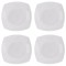Set farfurii 4 piese, Servit Fructe Patrate, Albe, Portelan, diametru 18x18 cm