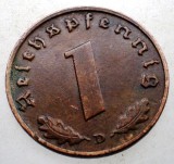 B.096 GERMANIA 1 REICHSPFENNIG 1939 D, Europa, Bronz
