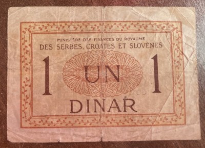 B11 50 - Bancnota foarte veche - Fosta Jugoslavia - 1 dinar - 1919 foto