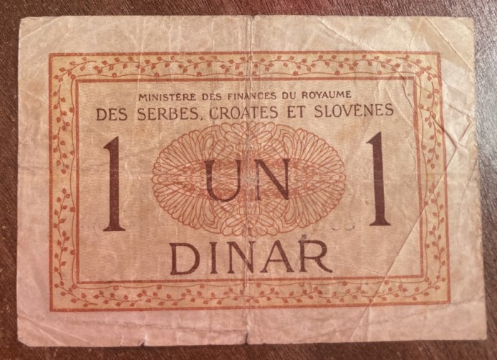 B11 50 - Bancnota foarte veche - Fosta Jugoslavia - 1 dinar - 1919