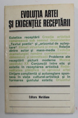 EVOLUTIA ARTEI SI EXIGENTELE RECEPTARII ,coordonatori DUMITRU MATEI si GHEORGHE STROIA , 1985 foto