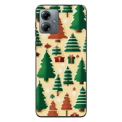 Husa compatibila cu Motorola Moto G14 Silicon Gel Tpu Model Pixel Art Christmas Tree Pattern foto