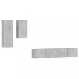 Cumpara ieftin Set dulap TV, 4 piese, gri beton, lemn prelucrat