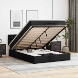 VidaXL Cadru pat otoman cu saltea neagră 140x200cm piele artificială