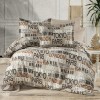 Lenjerie Pat Dublu Bumbac Ranforce Ralex Pucioasa, 4 Piese, Bej cu Desene - Cearceaf 240x260, Pilota 200x220, Fete Perna 50x70