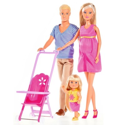 Set Simba papusi Steffi Love Happy Family cu 3 papusi, carucior si accesorii foto