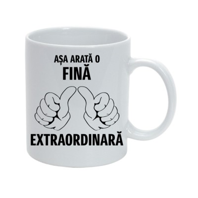 Cana alba personalizata &amp;quot;Asa arata o fina extraordinara&amp;quot;, INOVATIX&amp;reg;. 330ml foto