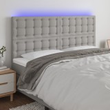 VidaXL Tăblie de pat cu LED, gri deschis, 160x5x118/128 cm, textil