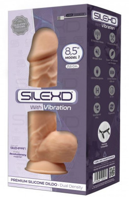 Vibrator Realist Silicon cu Memorie Dubla Densitate Natural 21.5 cm foto