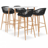 VidaXL Set mobilier de bar, 5 piese, alb și negru