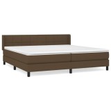 Cumpara ieftin Pat box spring cu saltea, maro inchis, 200x200 cm, textil