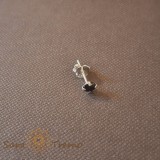 Cercel Argint 925 Unisex, Zirconia Neagra 4mm, Rotund, SaraTremo, Inchidere Fluture, Certificat Calitate