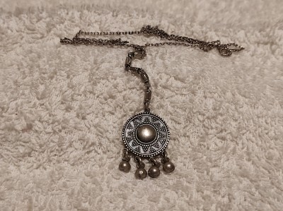 MEDALION argint ETNIC TRIBAL vintage VECHI de efect SPLENDID rar pe Lant argint foto