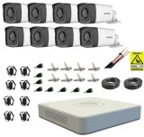 Sistem supraveghere complet Hikvision 8 camere analog 2MP IR 80m, DVR 8 canale 1080pLite audio, accesorii SafetyGuard Surveillance