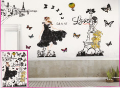 Sticker decorativ 5D Love in Paris + Cadou set Stiker fosforescente foto