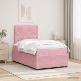 Cumpara ieftin Pat cu arcuri LED si saltea Roz 120 x 190 cm Catifea