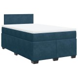Cumpara ieftin Pat box spring cu saltea, albastru inchis, 120x190 cm, catifea