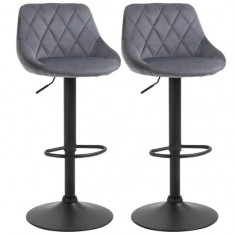 Set 2 scaune de bucatarie/bar, Marion, rotative, poliester, gri si negru, 51.5x48x83-104 cm GartenVIP DiyLine