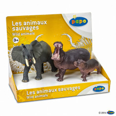 PAPO SET ANIMALE SALBATICE ELEFANT, HIPOPOTAM SI HIPOPOTAM PUI SuperHeroes ToysZone