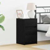 vidaXL Căsuță de noptieră cu lumini LED Stejar Negru Lemn prelucrat