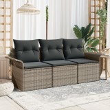 Gossi set de canapea pentru gradina de 3 piese cu perne gri ratan polimeric