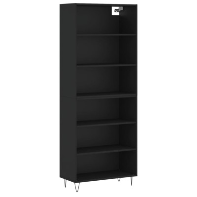 Dulap inalt, negru, 69,5x32,5x180 cm, lemn prelucrat foto