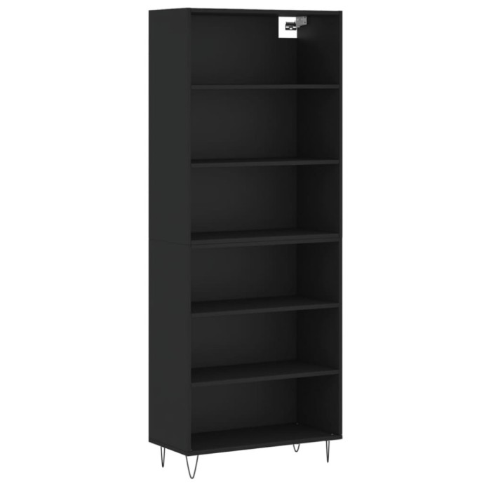 Dulap inalt, negru, 69,5x32,5x180 cm, lemn prelucrat