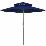 Umbrela de soare dubla, stalp din lemn, albastru, 270 cm GartenMobel Dekor, vidaXL