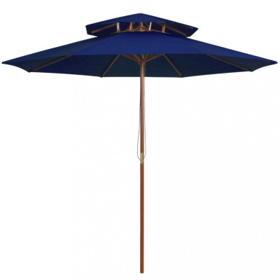vidaXL Umbrelă de soare dublă, st&amp;acirc;lp din lemn, albastru, 270 cm 313767 foto