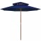 vidaXL Umbrelă de soare dublă, st&acirc;lp din lemn, albastru, 270 cm 313767
