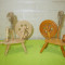 Doua FURCI de TORS lana cu ROATA , miniaturi lemn , obiecte decorative h 20 cm