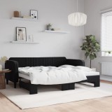 Cumpara ieftin Pat de zi cu extensie, negru, 90x200 cm, catifea