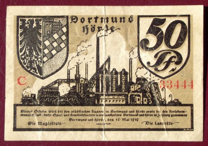 Germania notgeld 50 pfennig 1919 Dortmund **