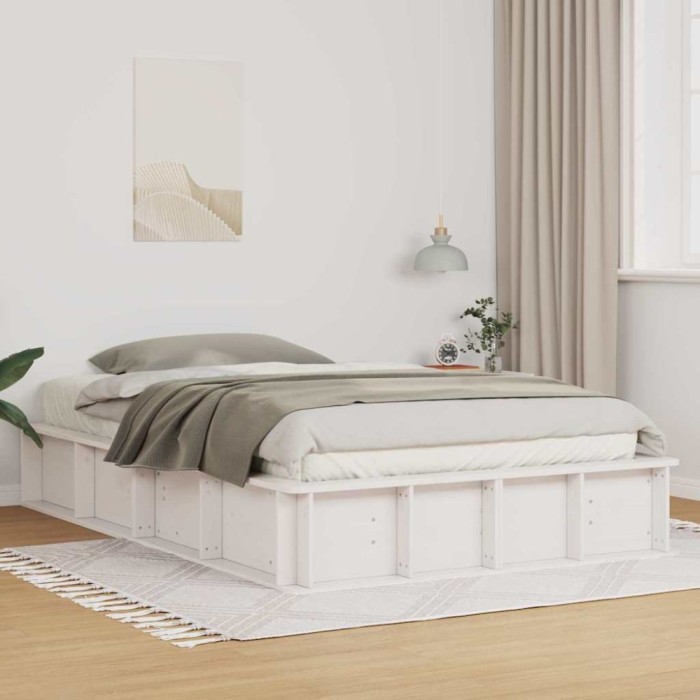 vidaXL Cadru de pat Alb 210 x 118 x 30 cm Lemn de pin masiv