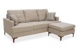 Cumpara ieftin Coltar Slim cu material bej si doua perne 185x140x70cm