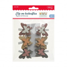 Cleme din Lemn Daco Agata-ma Fluturasi, 6 Buc/Set, Multicolor, Cleme Lemn Decorative, Carlige Lemn Decorative, Carlige Colorate, Set de Carlige din Le