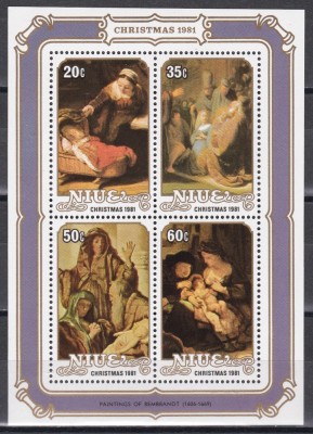 Niue 1981 - Crăciun - Picturi de Rembrandt, Bloc, MNH foto