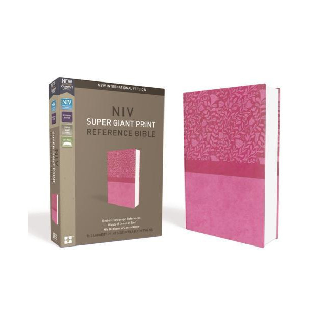 NIV, Super Giant Print Reference Bible, Giant Print, Imitation Leather, Pink, Red Letter Edition