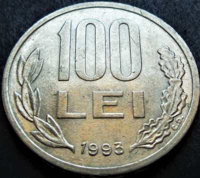 Moneda 100 LEI - ROMANIA, anul 1993 * cod 1541 B foto