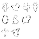 Set de 9 forme pentru prajituri Joyoldelf, model Paste, otel inoxidabil, argintiu