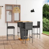 VidaXL Set mobilier bar de grădină cu perne, 5 piese, gri, poliratan