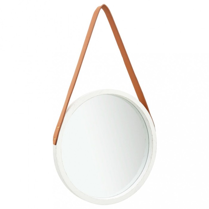 vidaXL Oglindă de perete cu o curea, 40 cm, alb 320360