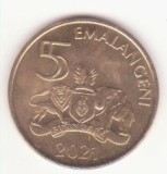 Eswatini 5 emalangeni 2021 UNC, an unic de batere- Mswati III
