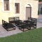 Gossi set mobilier de gradina, 9 piese, negru, lemn masiv de pin