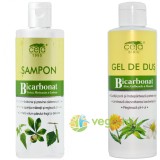 Pachet Sampon cu Bicarbonat, Urzica, Mesteacan si Castane Flacon 200ml + Gel de Dus cu Bicarbonat, Aloe, Galbenele si Musetel Flacon 200ml